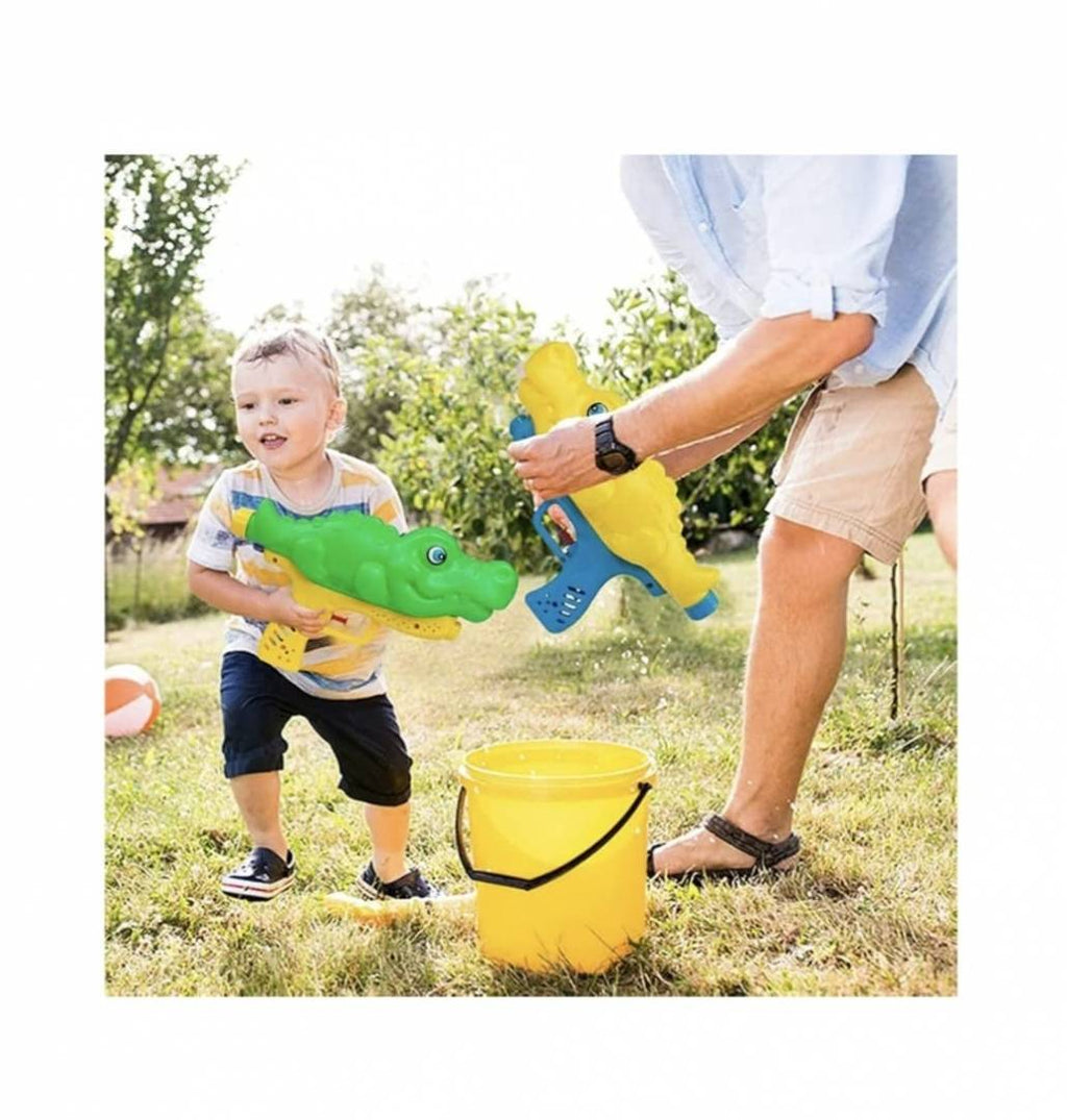 Pistol cu rezervor, model Crocodil, pentru apa cu maner, multicolor, 32 cm