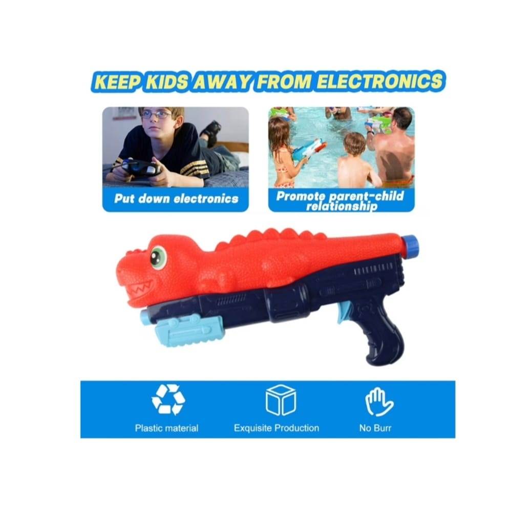 Pistol cu rezervor, model Crocodil, pentru apa cu maner, rosu/multicolor, 32 cm