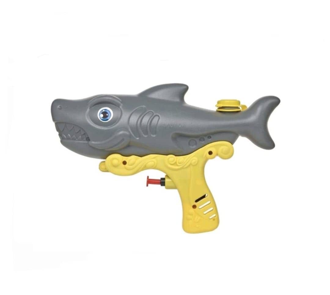Pistol cu rezervor, model Rechin, pentru apa cu maner, gri/multicolor, 33 cm