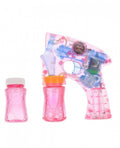Pistol de jucarie, baloane de sapun, sunete si lumini, transparent, roz