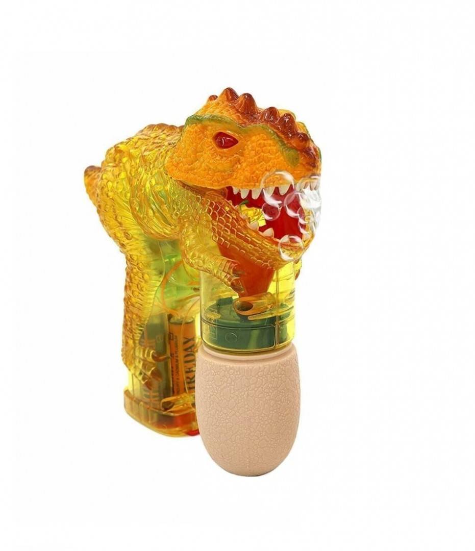 Pistol de jucarie, model Dino, baloane de sapun, sunete si lumini, maro