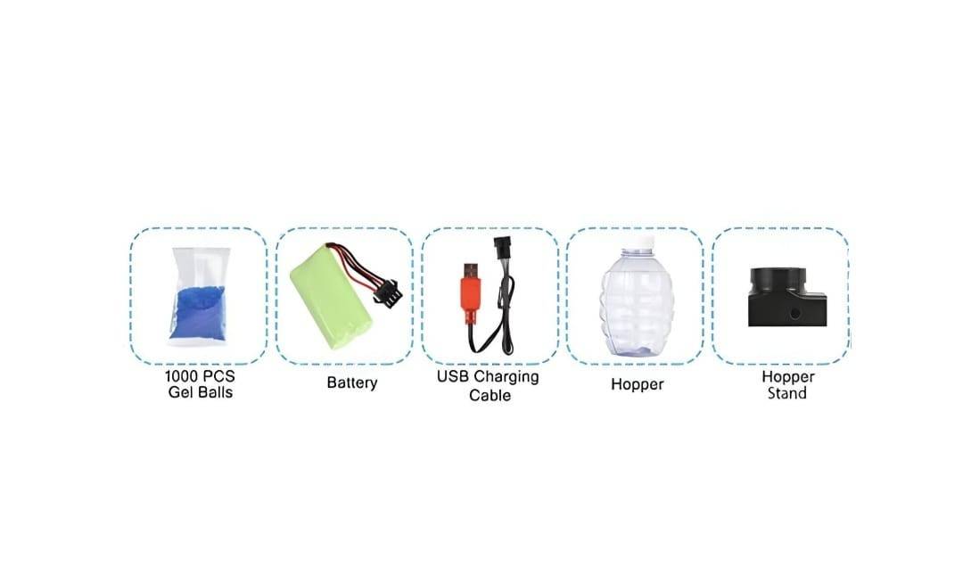 Pistol de jucarie, Orbeez, amortizor de zgomot, pentru bile de gel, albastru/negru, 28 cm