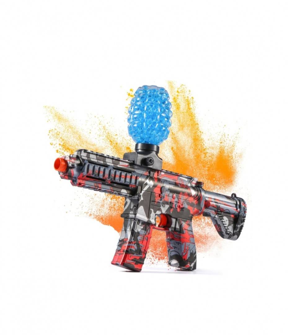 Pistol de jucarie, Orbeez, amortizor de zgomot, pentru bile de gel, portocaliu/negru, 28 cm