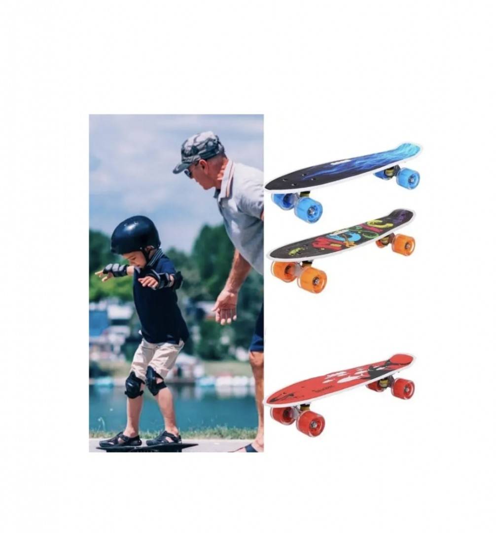Placa skateboard cu roti silicon, Led, 55 cm