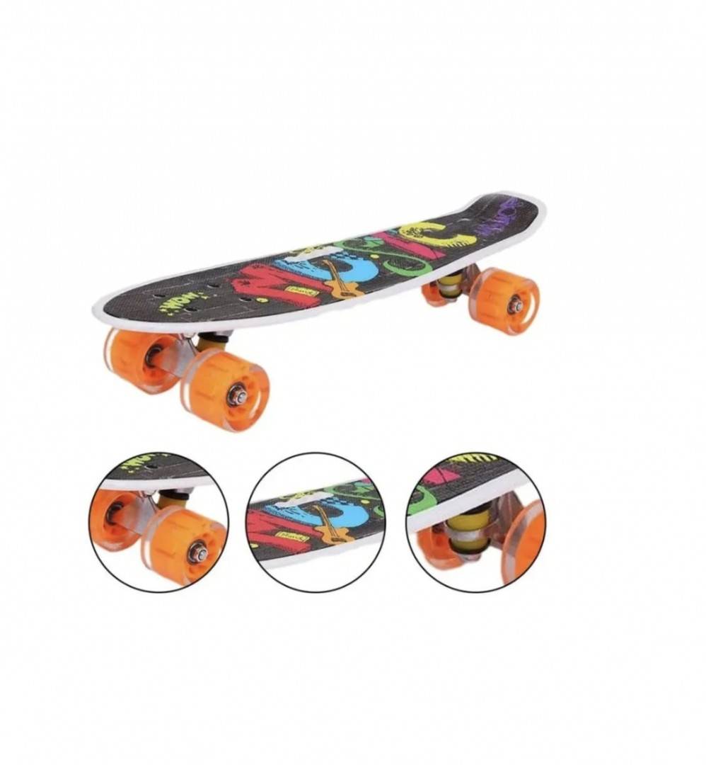 Placa skateboard cu roti silicon, Led, 55 cm