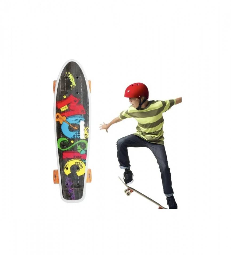 Placa skateboard cu roti silicon, Led, 55 cm