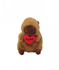 Plus Capibara cu inimioara, mesaj LOVE, maro, 25 cm