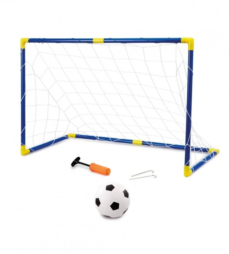 Poarta de fotbal cu minge si pompa, multicolor