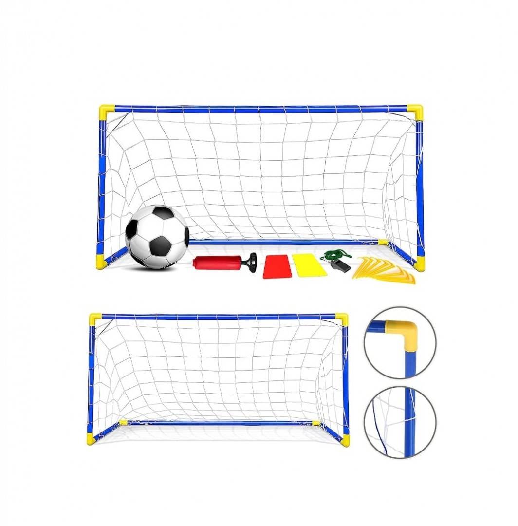 Poarta de fotbal cu minge si pompa, multicolor