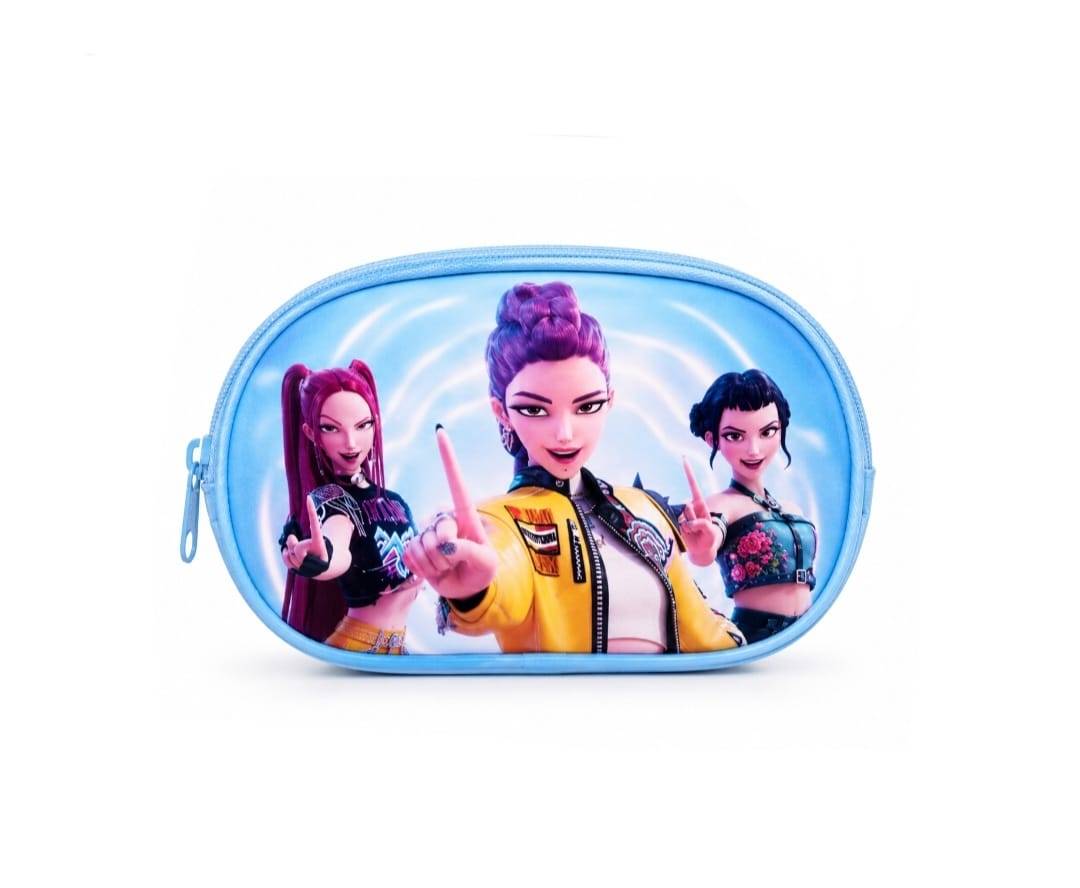 Portofel pemtru fetite, model K-POP DEMON HUNTERS, blue/multicolor, 12 cm x 9 cm