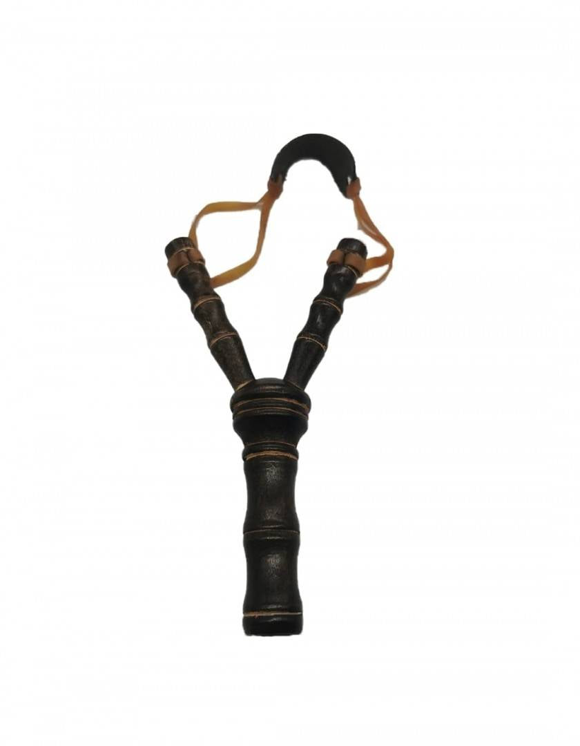 Prastie de jucarie, suport de piele naturala, lemn, 19 cm
