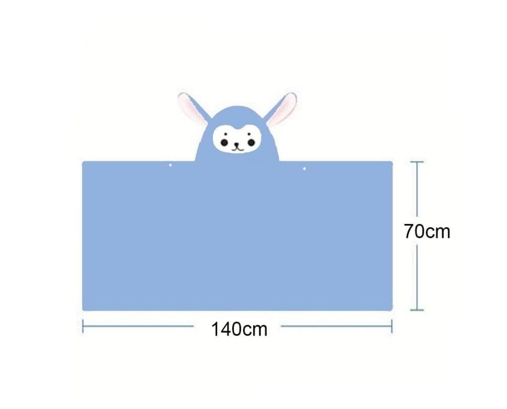Prosop de Baie cu gluga pentru copii, model Catelus, absorbant, moale si pufos, 140 cm x 70 cm, albastru
