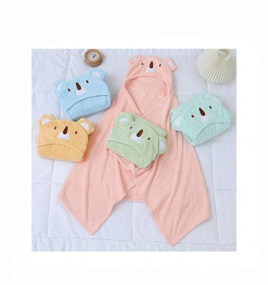 Prosop de Baie cu gluga pentru copii, model Koala, absorbant, moale si pufos, 130 cm x 80 cm, multicolor