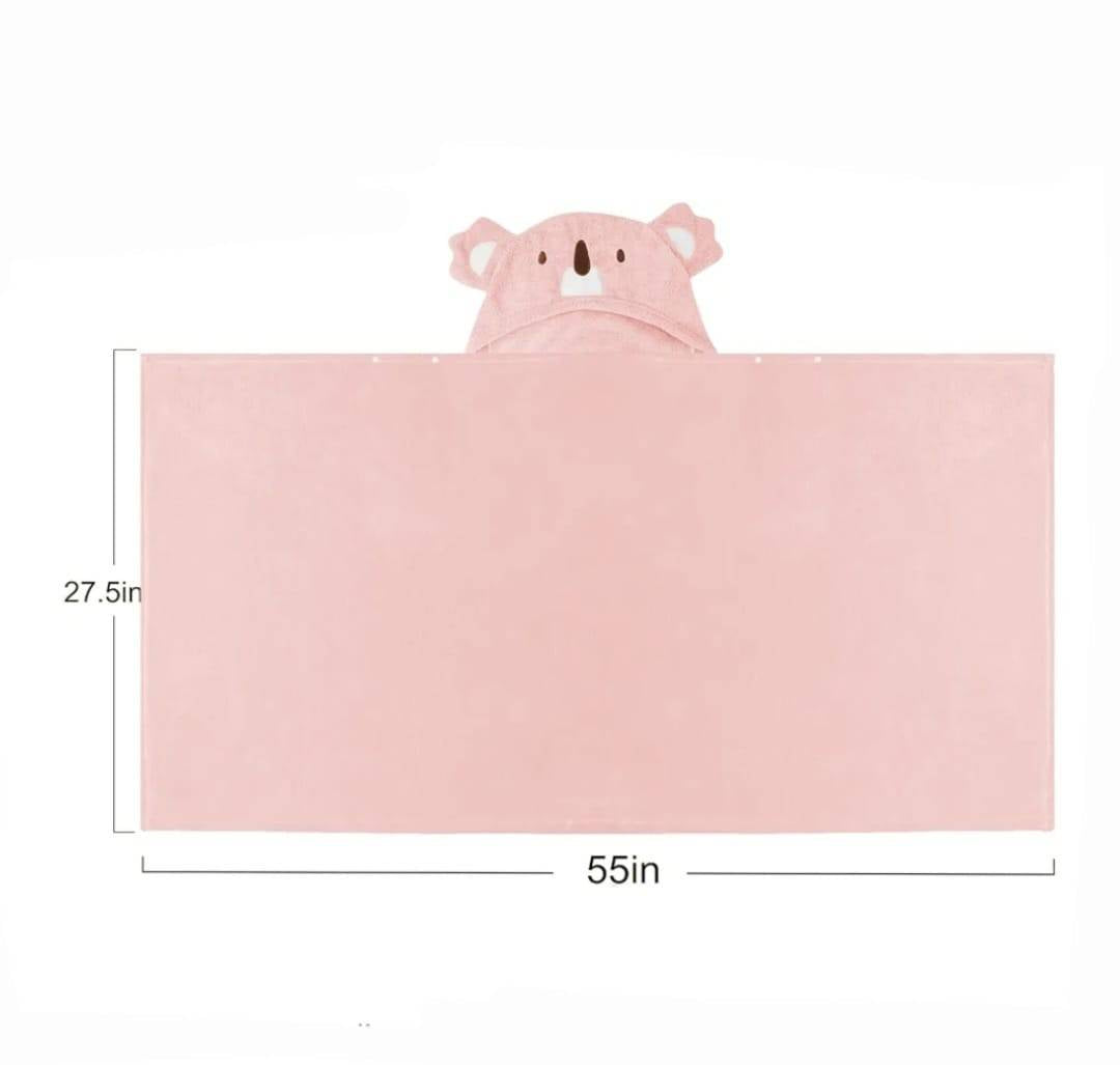 Prosop de Baie cu gluga pentru copii, model Koala, absorbant, moale si pufos, 130 cm x 80 cm, multicolor