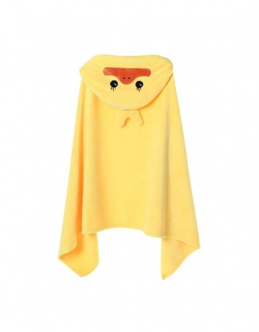 Prosop de Baie cu gluga pentru copii, model Ratusca, absorbant, moale si pufos, 140 cm x 70 cm, galben