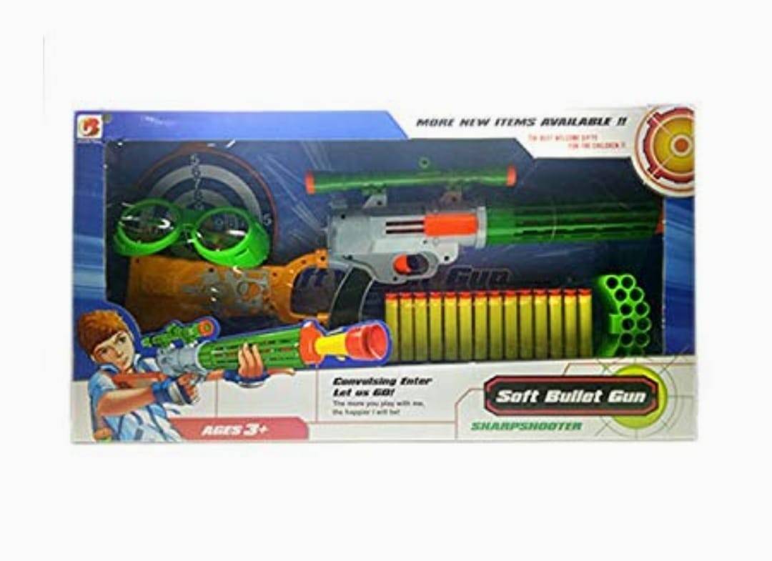 Pusca de jucarie cu gloante din spuma multicolor, 41 cm