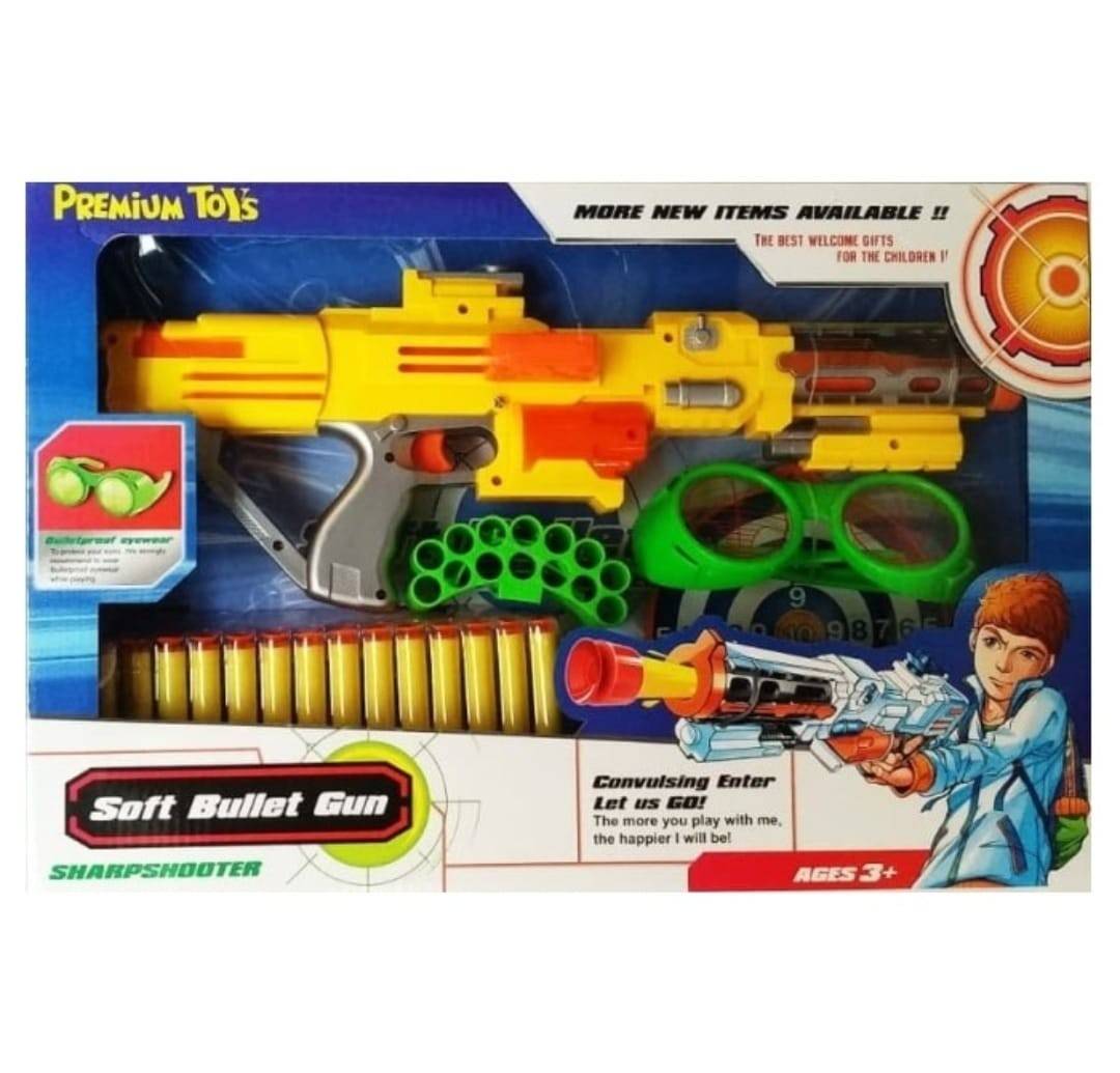 Pusca de jucarie cu gloante din spuma multicolor, 43 cm