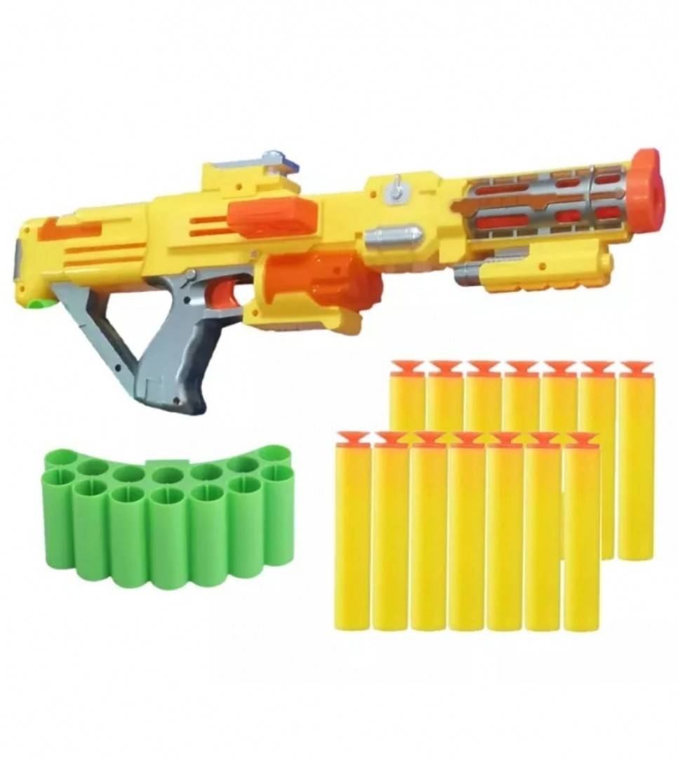 Pusca de jucarie cu gloante din spuma multicolor, 43 cm