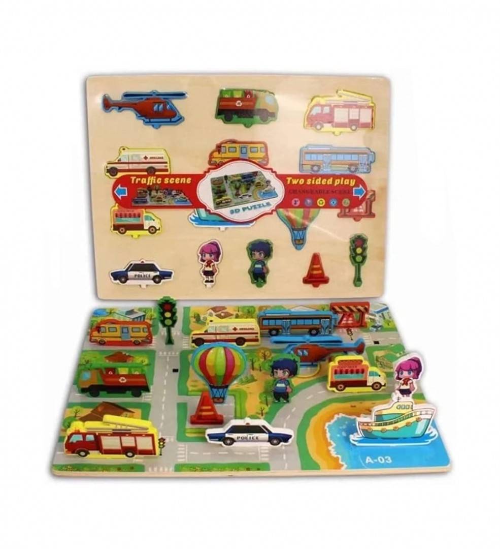 Puzzle 3D din lemn, Trafic Urban, , 30 cm
