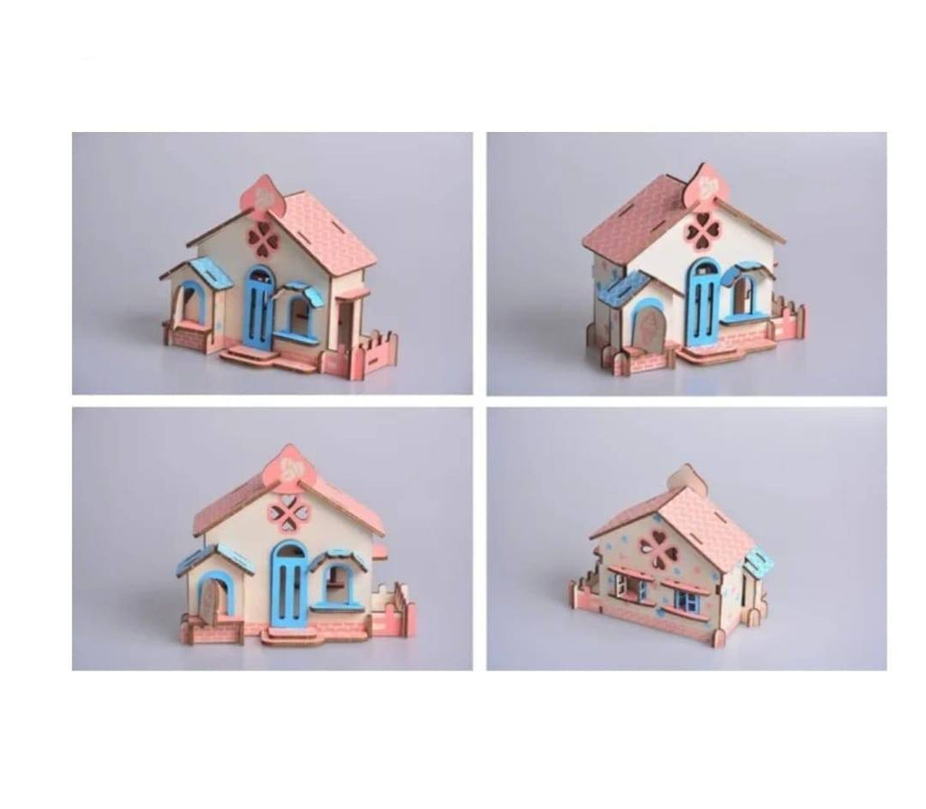 Puzzle 3D Lemn, Casuta, multicolor, 33 piese
