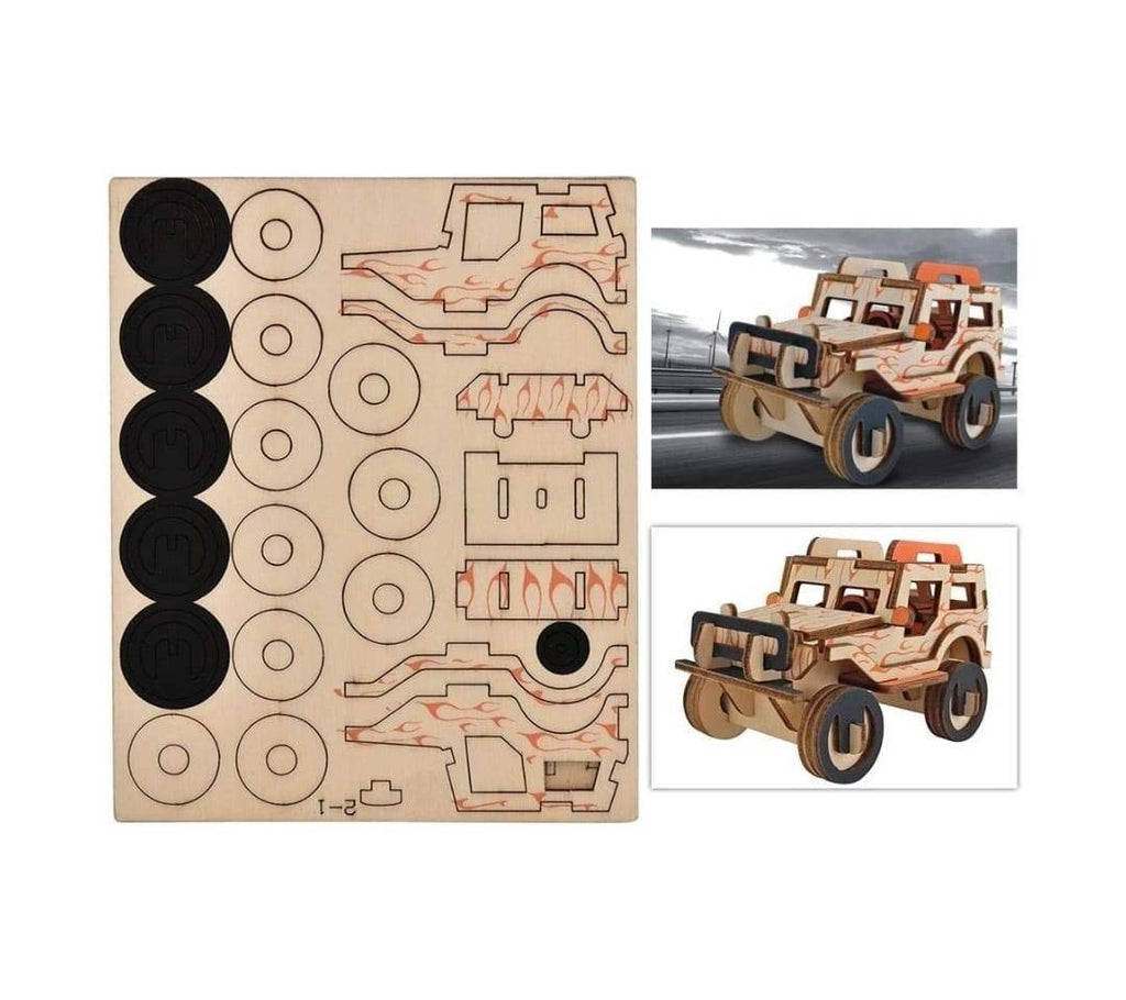 Puzzle 3D Lemn, Masinuta, maro deschis, 24 piese