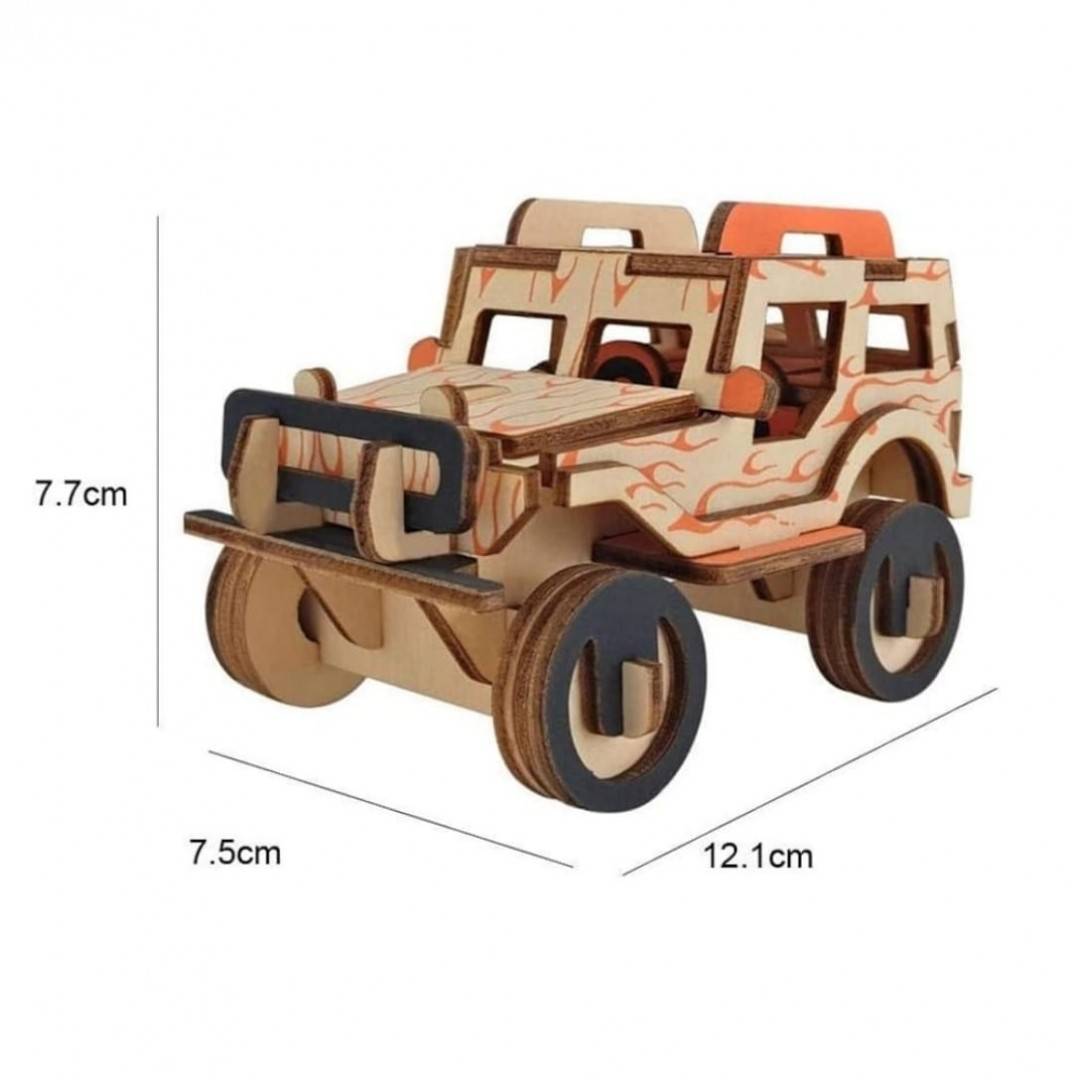 Puzzle 3D Lemn, Masinuta, maro deschis, 24 piese