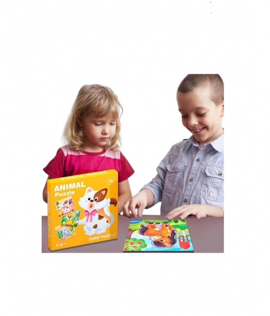 Puzzle copii, Animale de la ferma, piese mari, 6 modele, multicolor