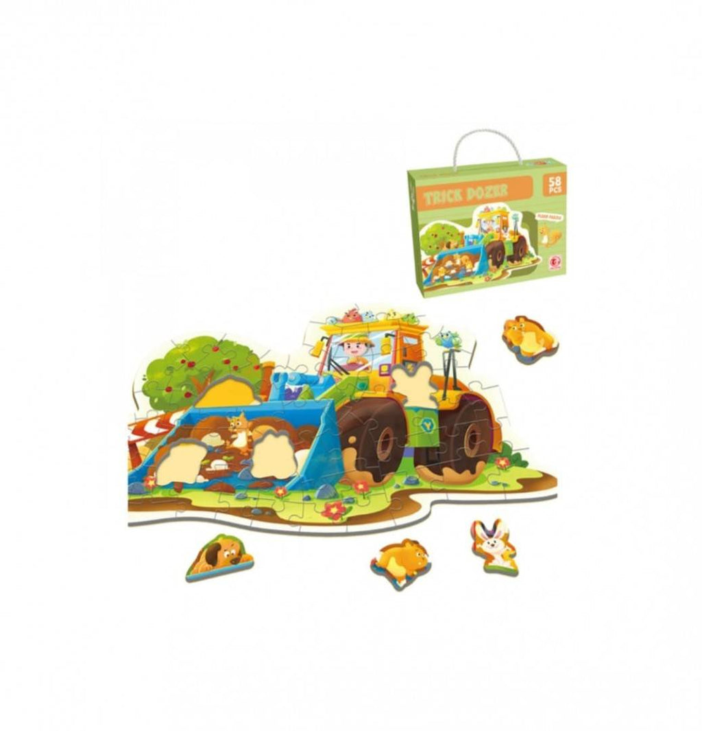 Puzzle copii, Farmer Car, Buldozer, multicolor, 58 piese, 3 ani+