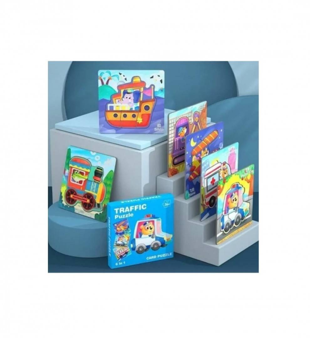 Puzzle copii, Mijloace de transport, 24 piese, multicolor