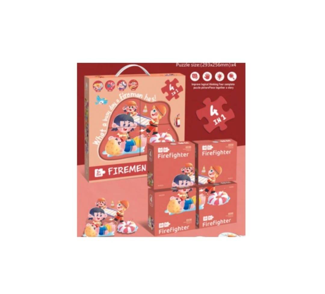 Puzzle copii, model Pompier, 4 in1, multicolor, 72 buc, 3 ani+