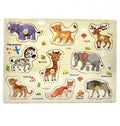 Puzzle din lemn cu incastru educativ, Animale Salbatice,  in romana, , 10 piese