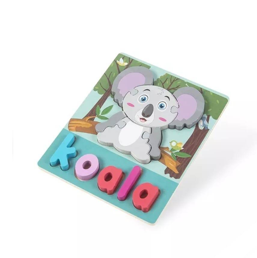 Puzzle din lemn, Koala, 8 piese, multicolor, 2 ani+