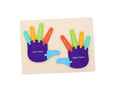 Puzzle din lemn, Manutele Colorate, 12 piese, albastru/verde, 29 cm