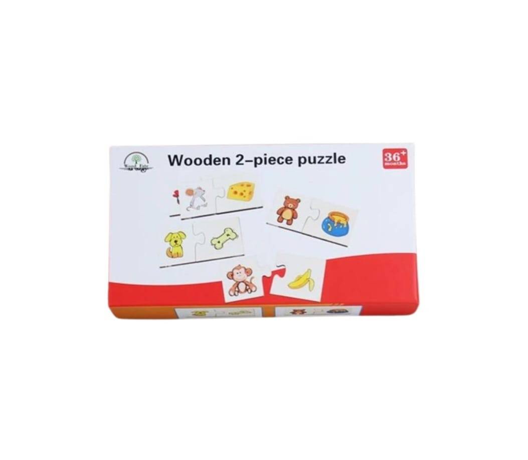 Puzzle educativ de asociere pentru copii, Hraneste Animalul, montessori, lemn, 24 piese