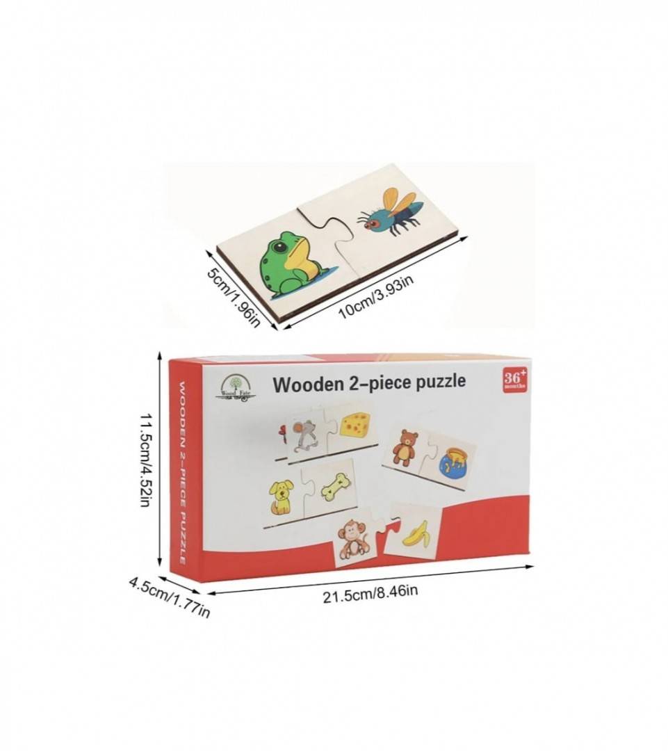 Puzzle educativ de asociere pentru copii, Hraneste Animalul, montessori, lemn, 24 piese