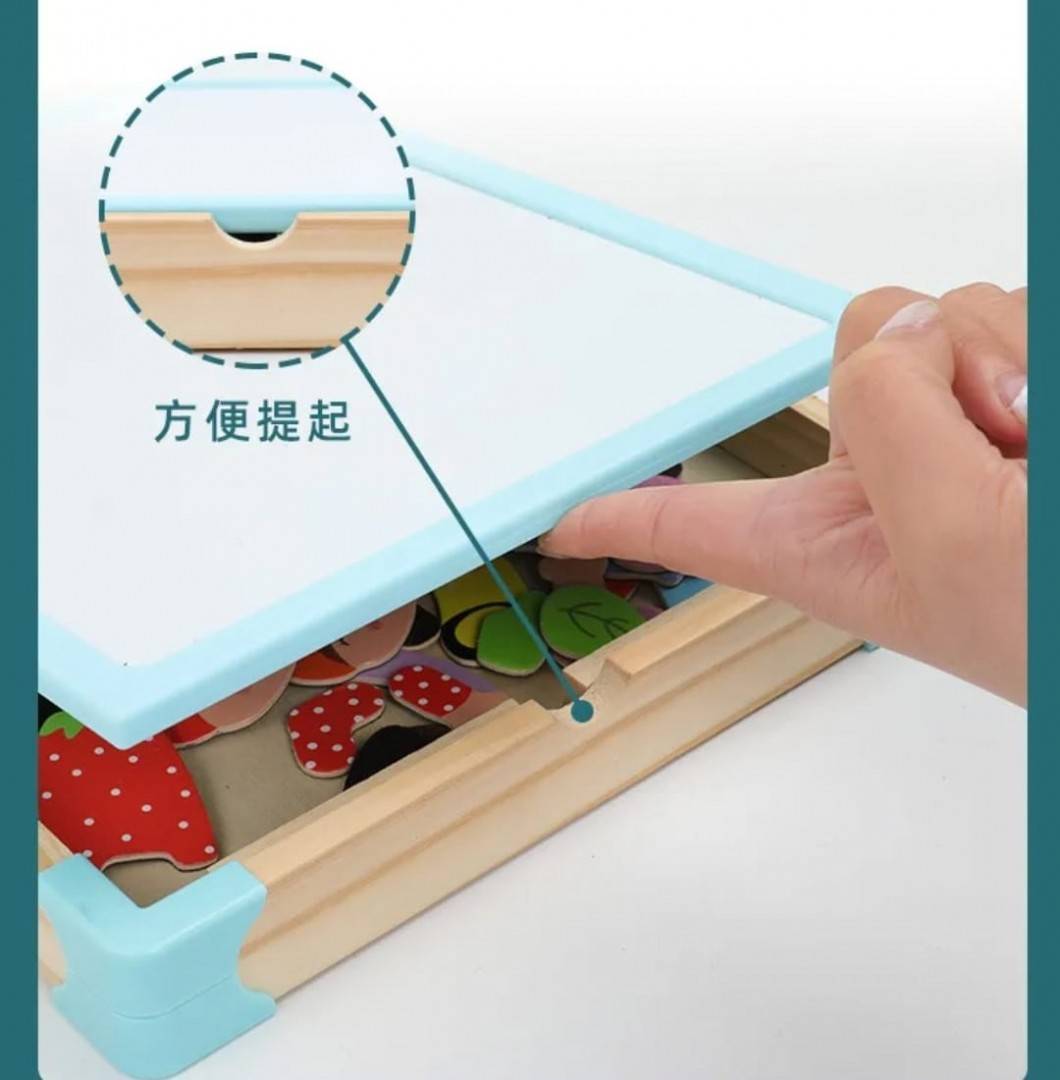 Puzzle magnetic si tabla, lemn, multicolor