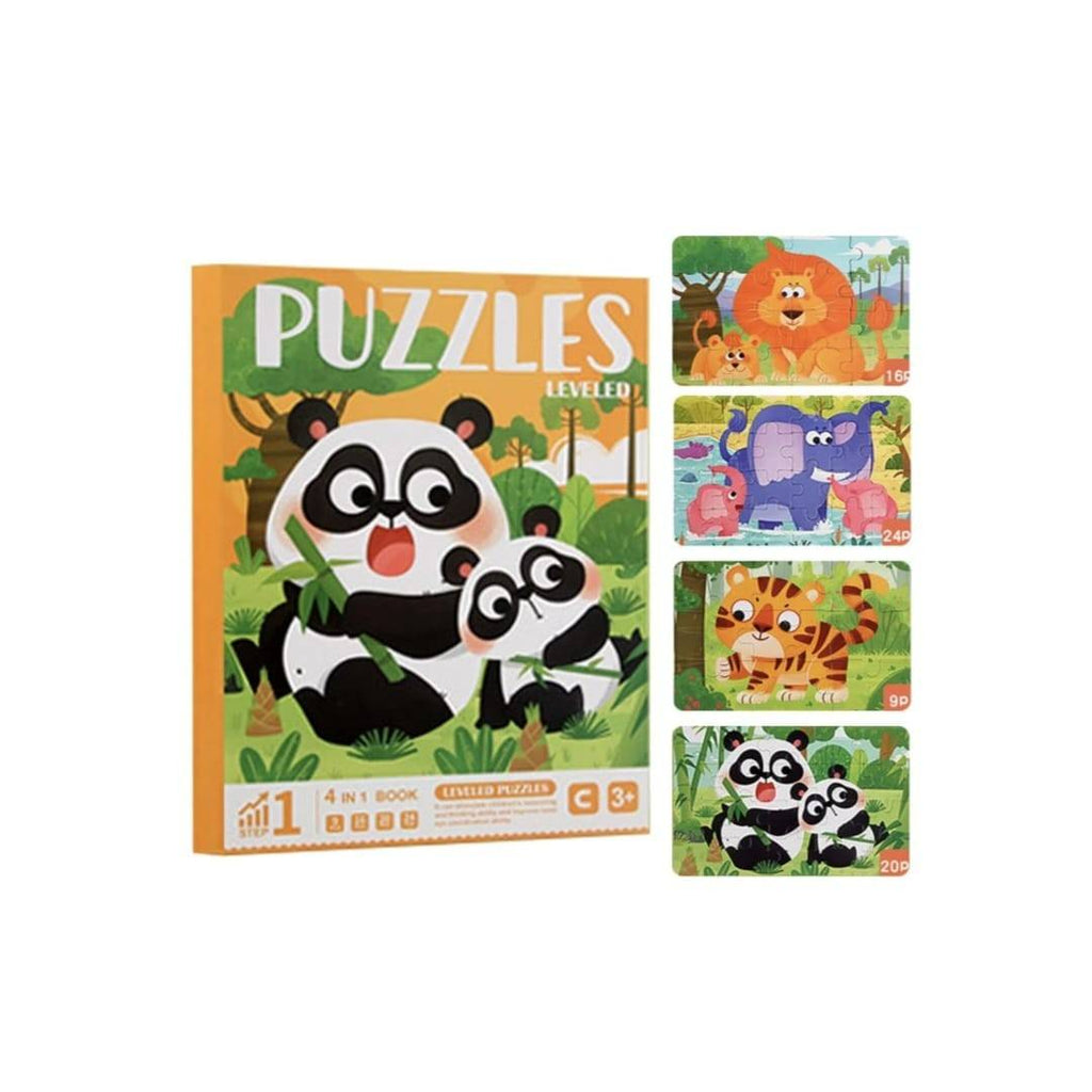 Puzzle magnetic tip carte 4 in 1, animale in jungla, 69 piese, multicolor