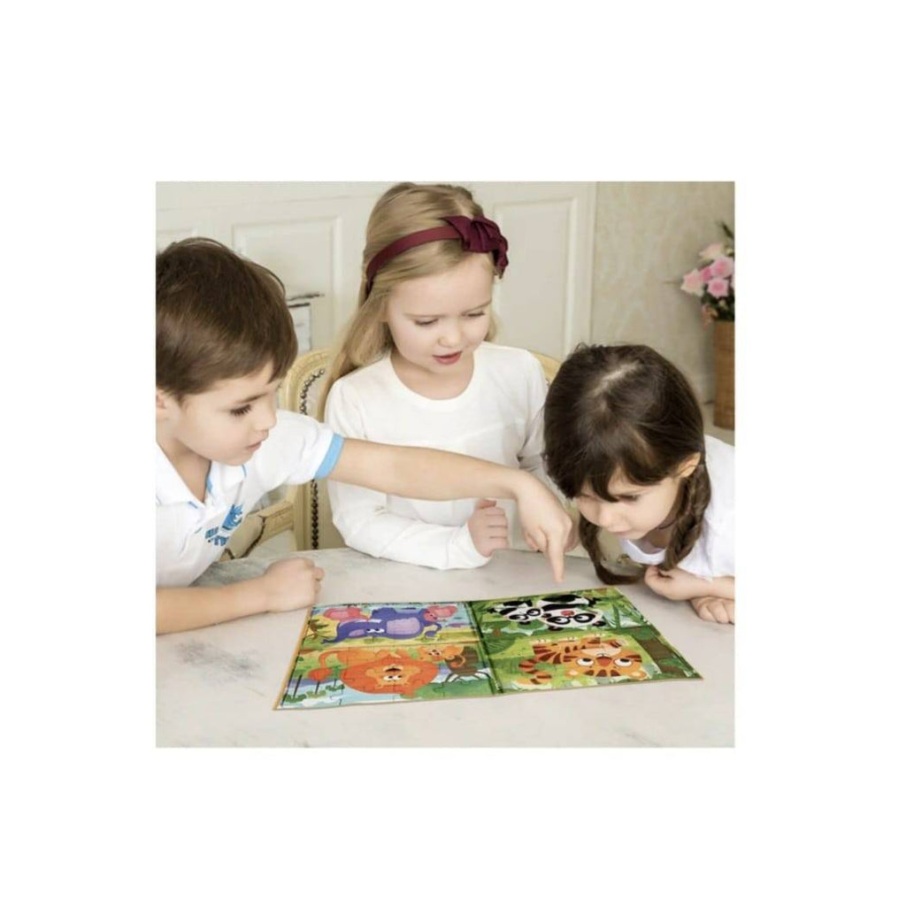 Puzzle magnetic tip carte 4 in 1, animale in jungla, 69 piese, multicolor
