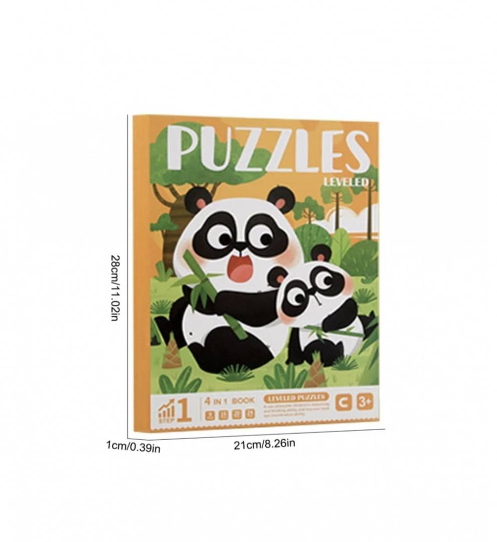 Puzzle magnetic tip carte 4 in 1, animale in jungla, 69 piese, multicolor