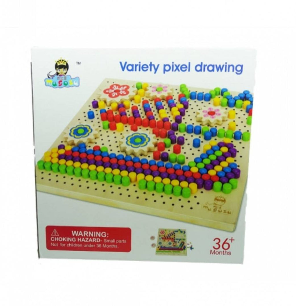 Puzzle Montessori creativ, Mozaic, lemn, 246 piese, multicolor