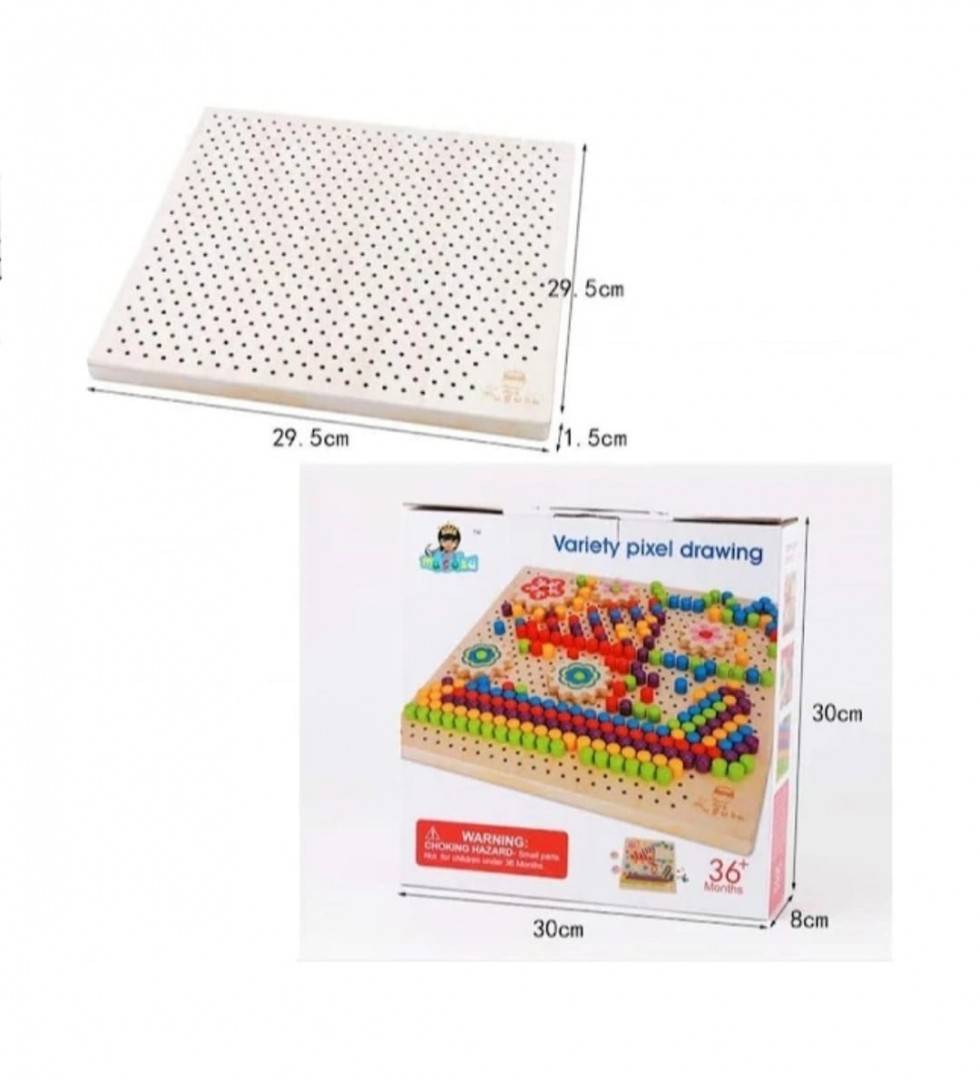 Puzzle Montessori creativ, Mozaic, lemn, 246 piese, multicolor