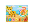 Puzzle reversibil, Leopard, 2 in 1, 17 piese, lemn, multicolor