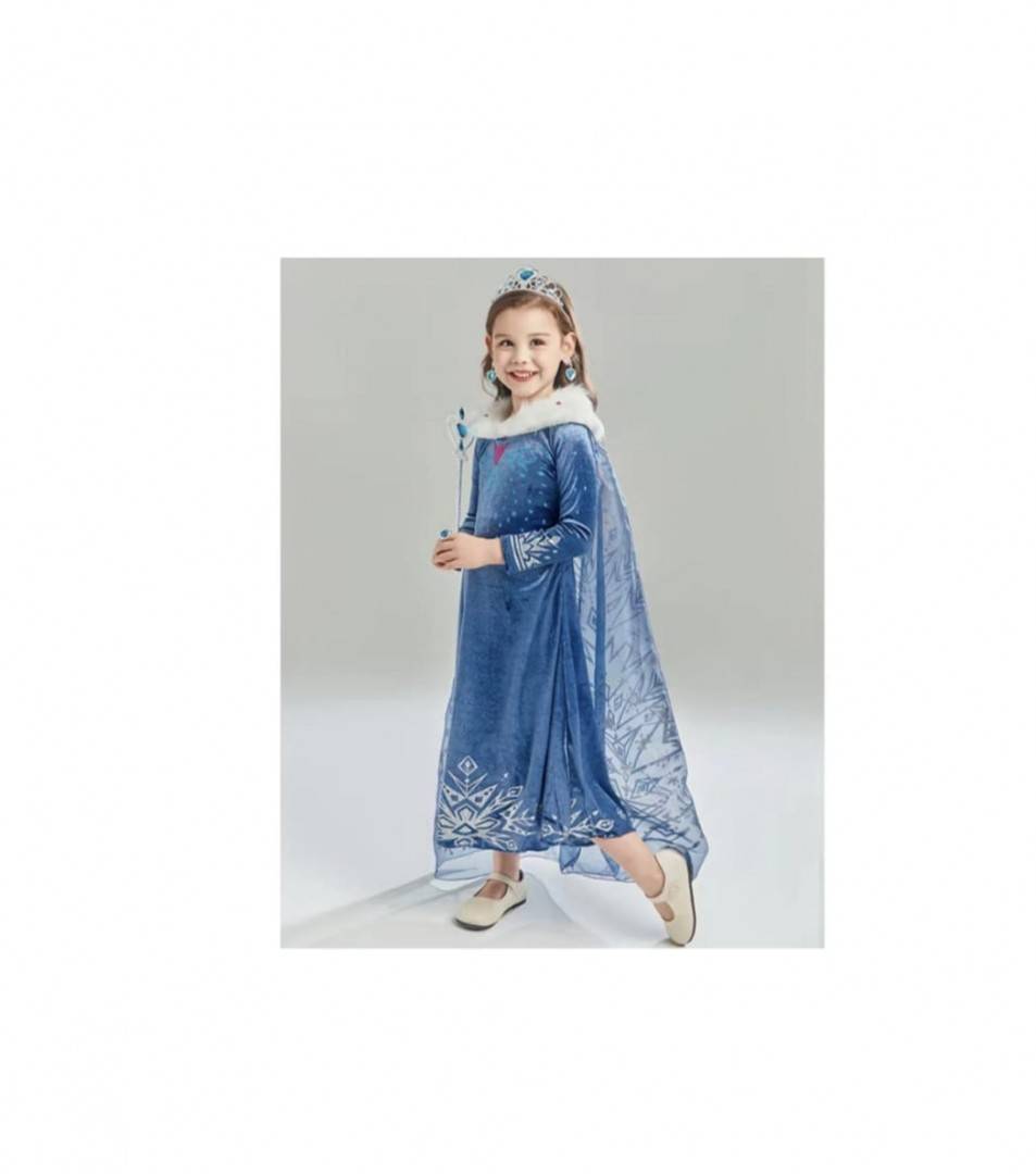 Rochie model Elsa, albastru, 4 ani - 9 ani
