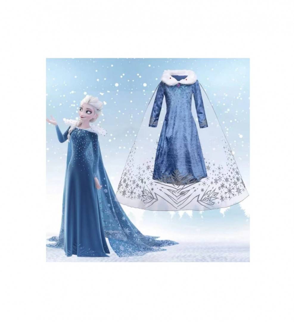 Rochie model Elsa, albastru, 4 ani - 9 ani