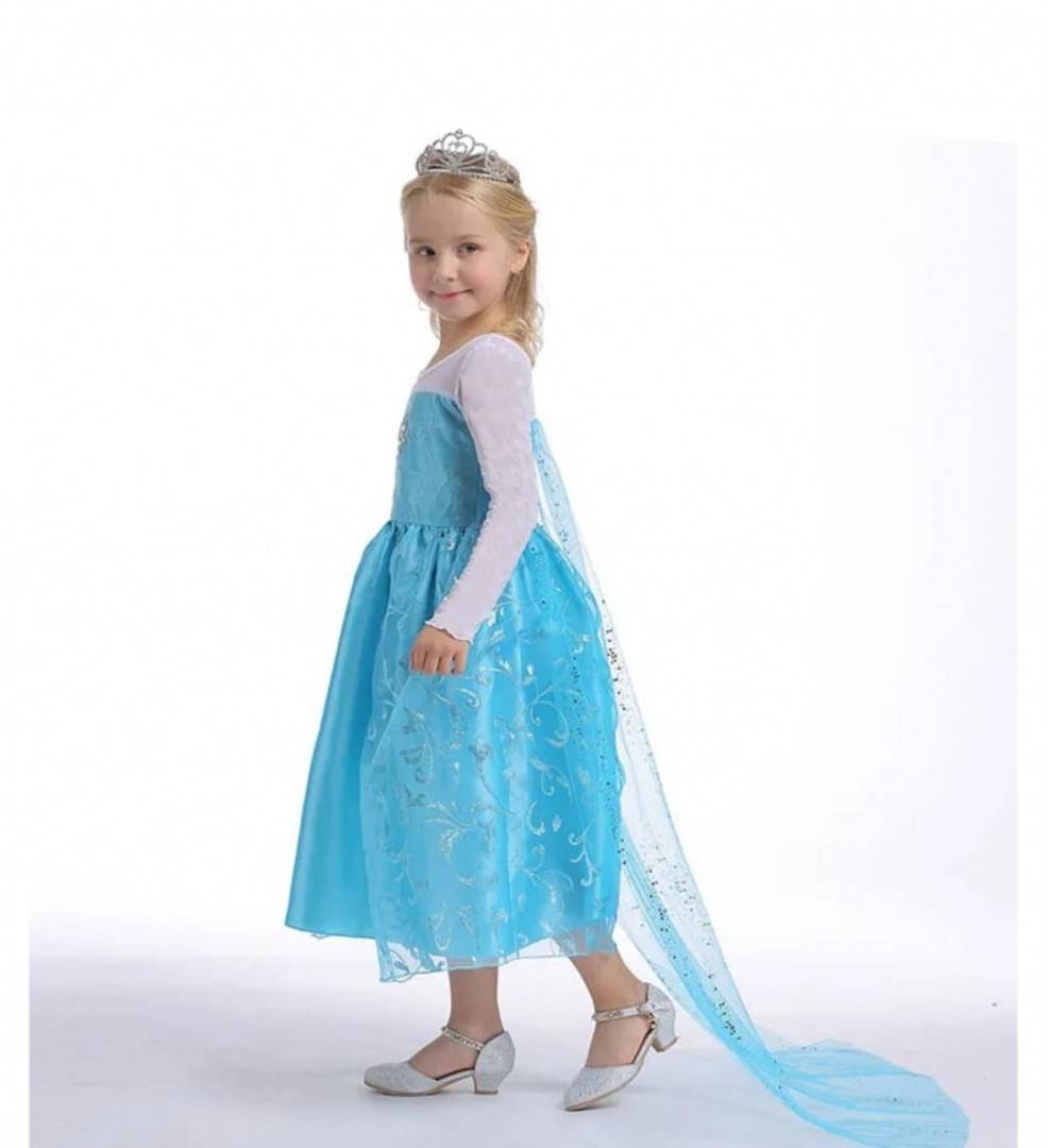Rochie model Elsa cu trena, albastru, 4 ani - 5 ani