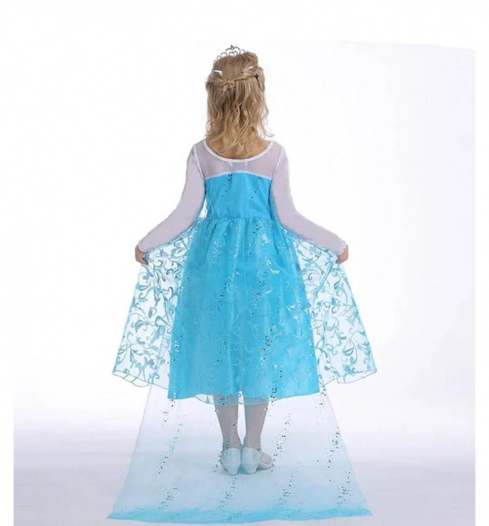 Rochie model Elsa cu trena, albastru, 8 ani - 9 ani