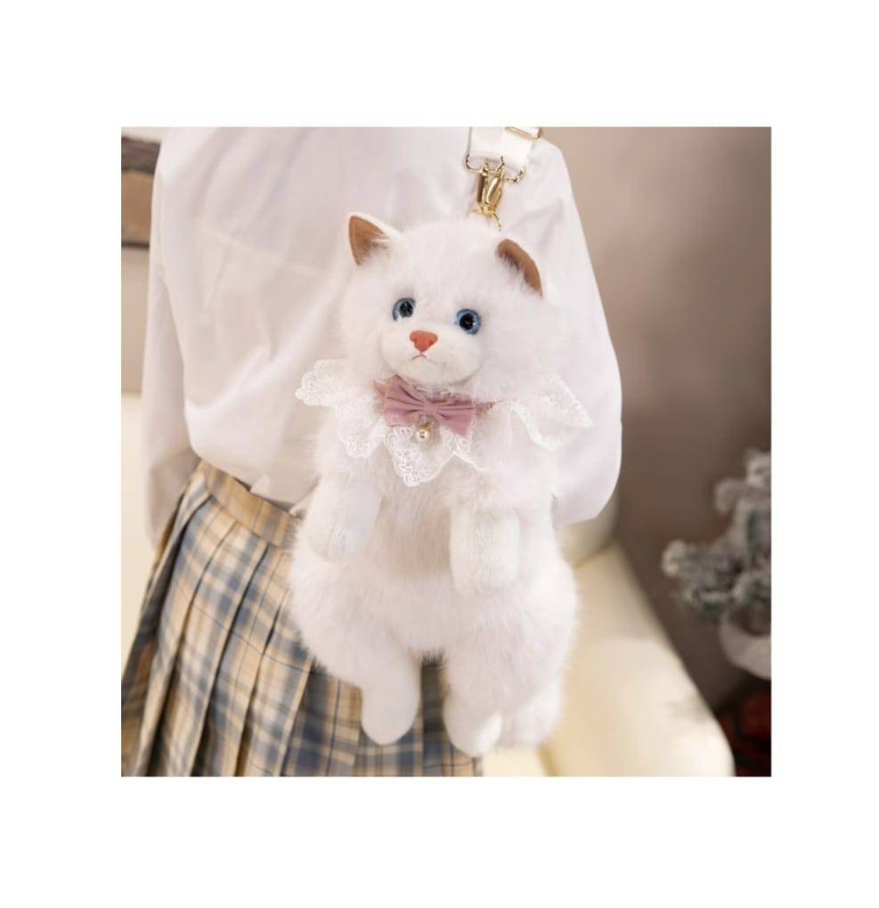 Rucsac plus Pisica, MASHASHOP, alb, 40 cm