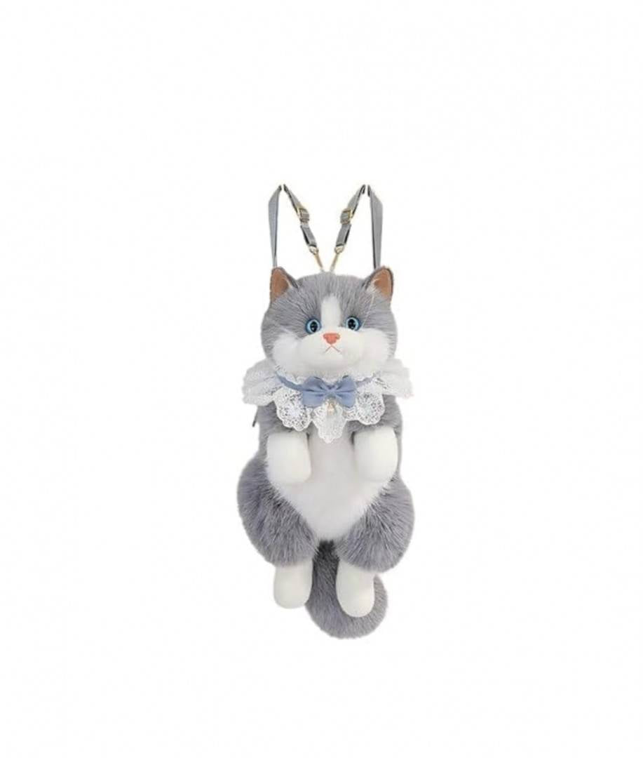 Rucsac plus Pisica, MASHASHOP, gri/alb, 40 cm
