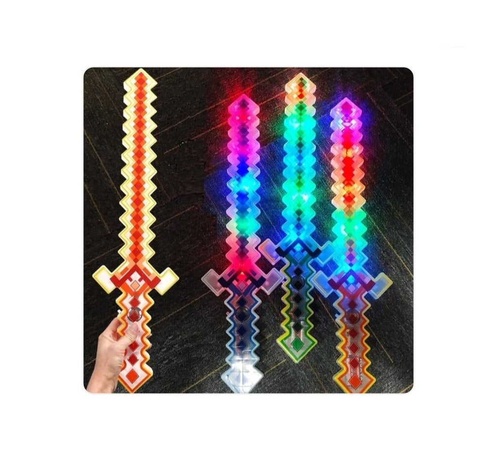 Sabie de jucarie, tip Minecraft, sunete si lumini, multicolor, 60 cm
