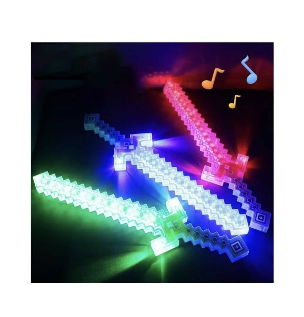 Sabie de jucarie, tip Minecraft, sunete si lumini, multicolor, 60 cm